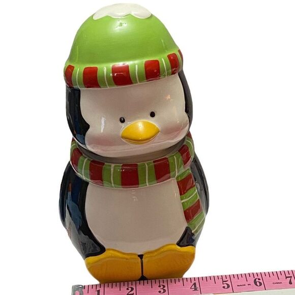Vintage St. Jude Collectible Porcelain Mini Cookie Jar Christmas Holiday Penguin - Picture 9 of 12